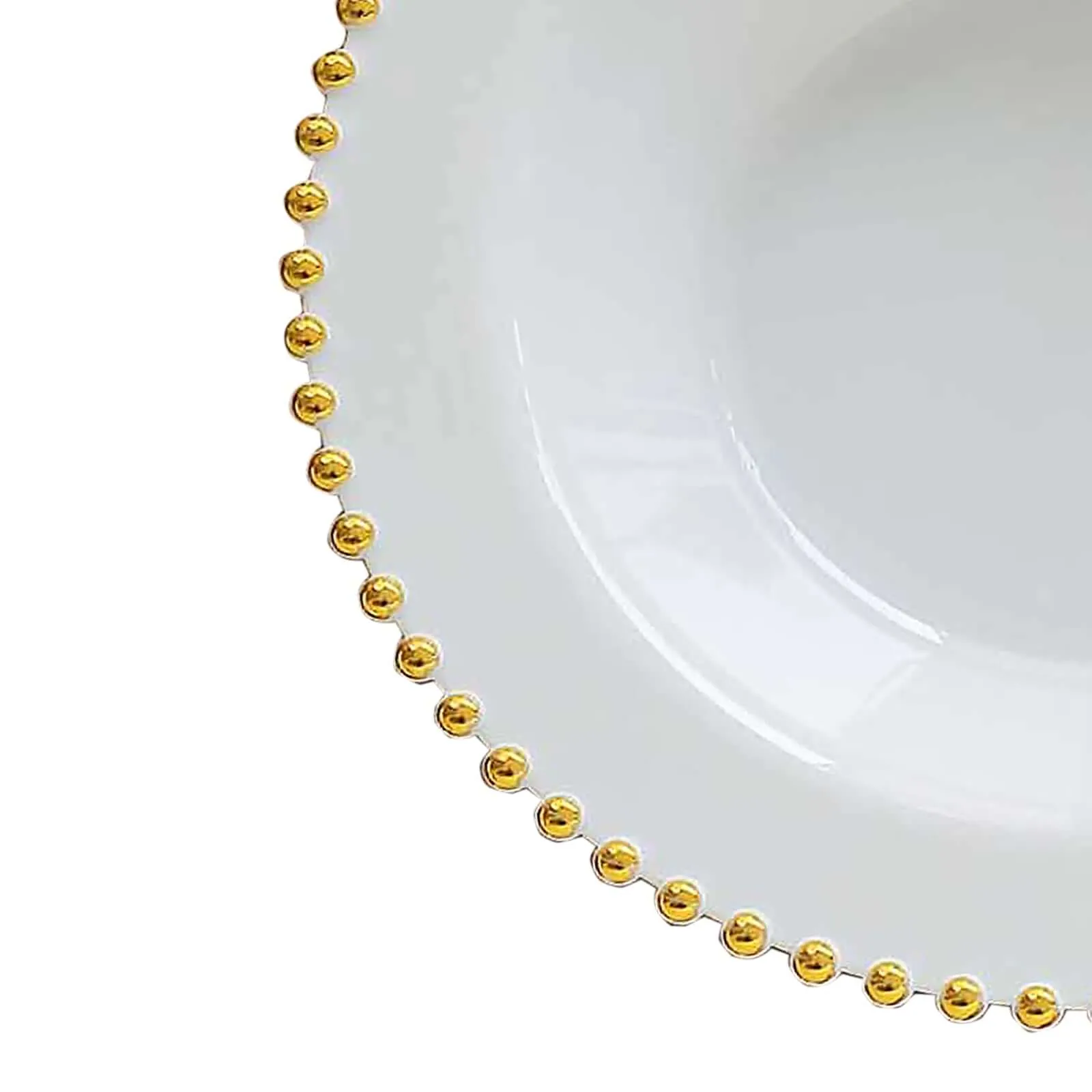 10 Pack White Round Plastic Dessert Bowls with Gold Beaded Rim, 12oz Disposable Salad Soup Bowls