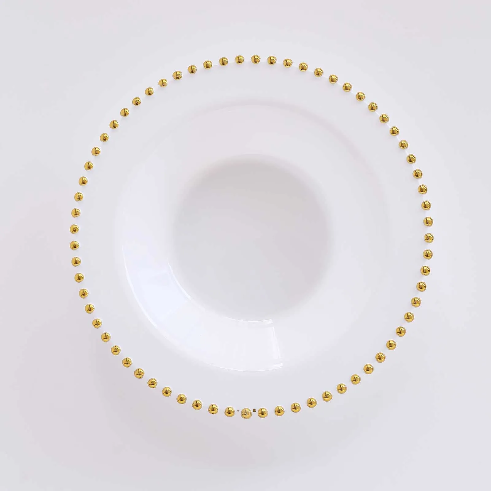 10 Pack White Round Plastic Dessert Bowls with Gold Beaded Rim, 12oz Disposable Salad Soup Bowls