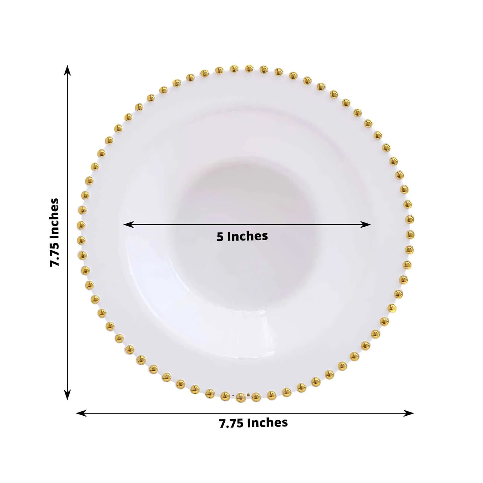 10 Pack White Round Plastic Dessert Bowls with Gold Beaded Rim, 12oz Disposable Salad Soup Bowls