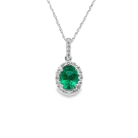 14K Emerald & Diamond Pendant