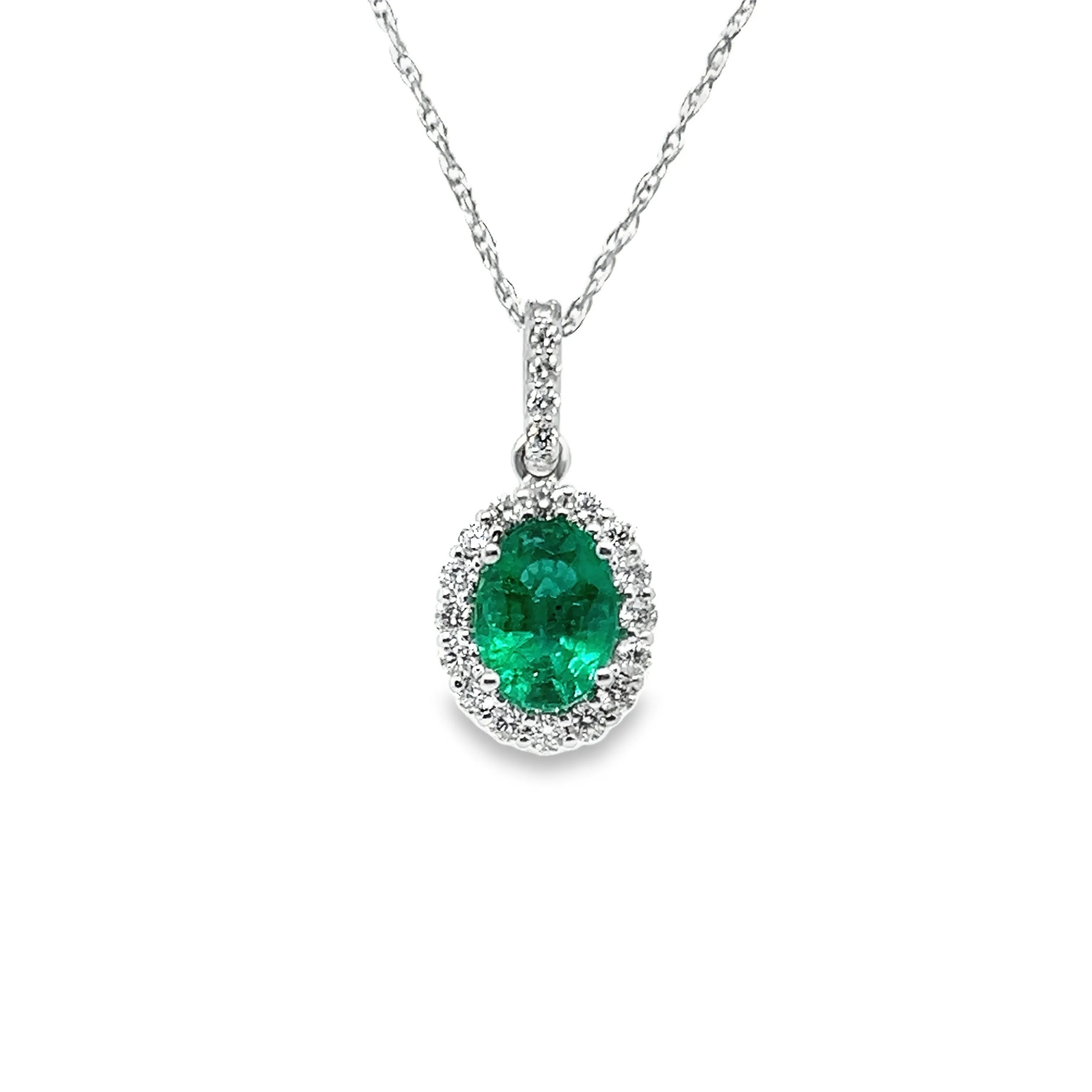 14K Emerald & Diamond Pendant