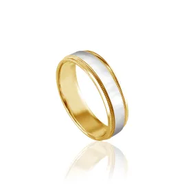 14K YELLOW/WHITE GOLD POLISH/FLAT 6.6MM WEDDING BAND