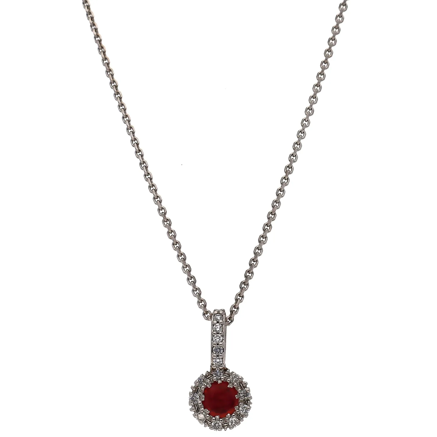 18K White Gold Ruby and Diamond Necklace