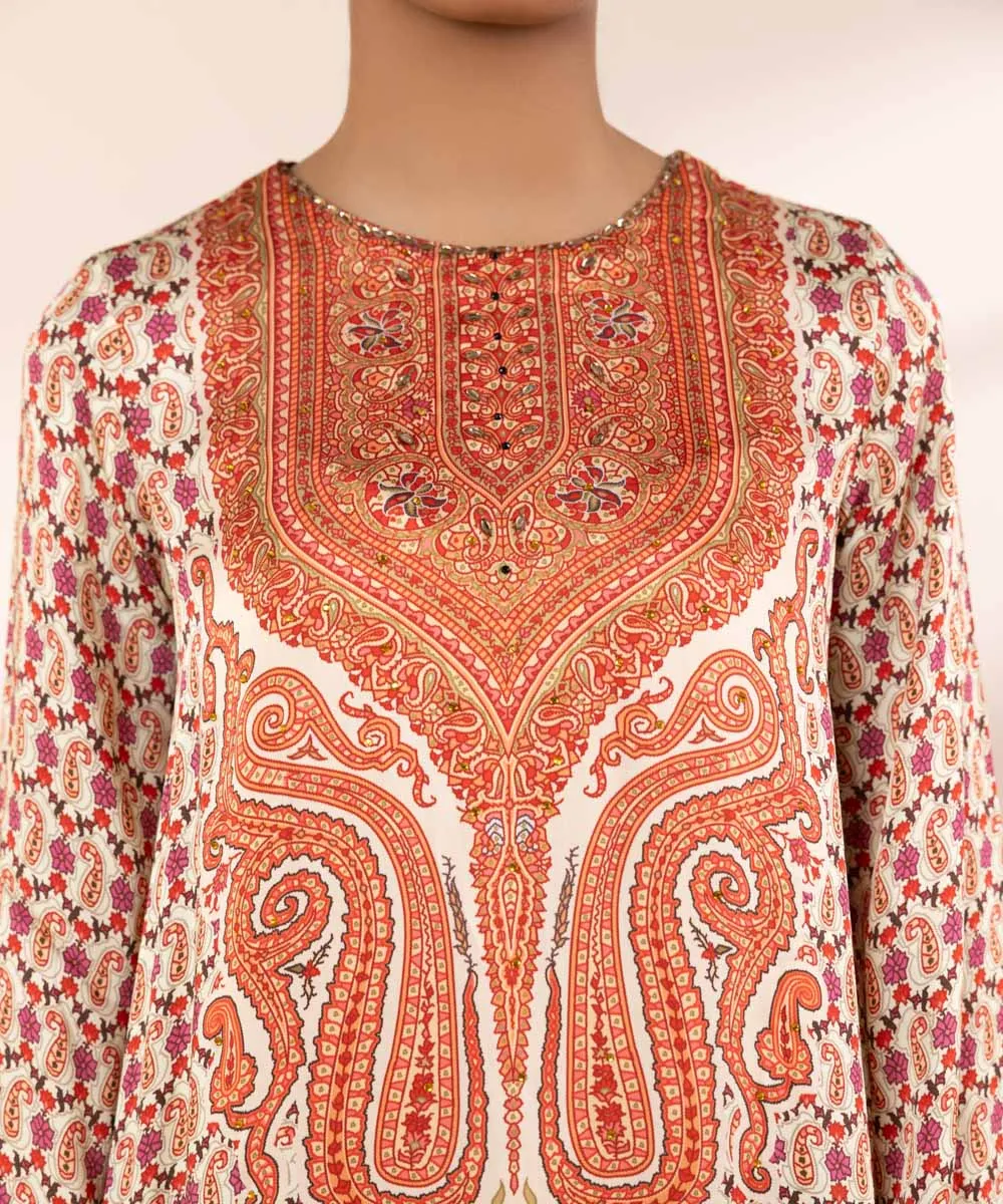 2 Piece - Printed Silk Suit