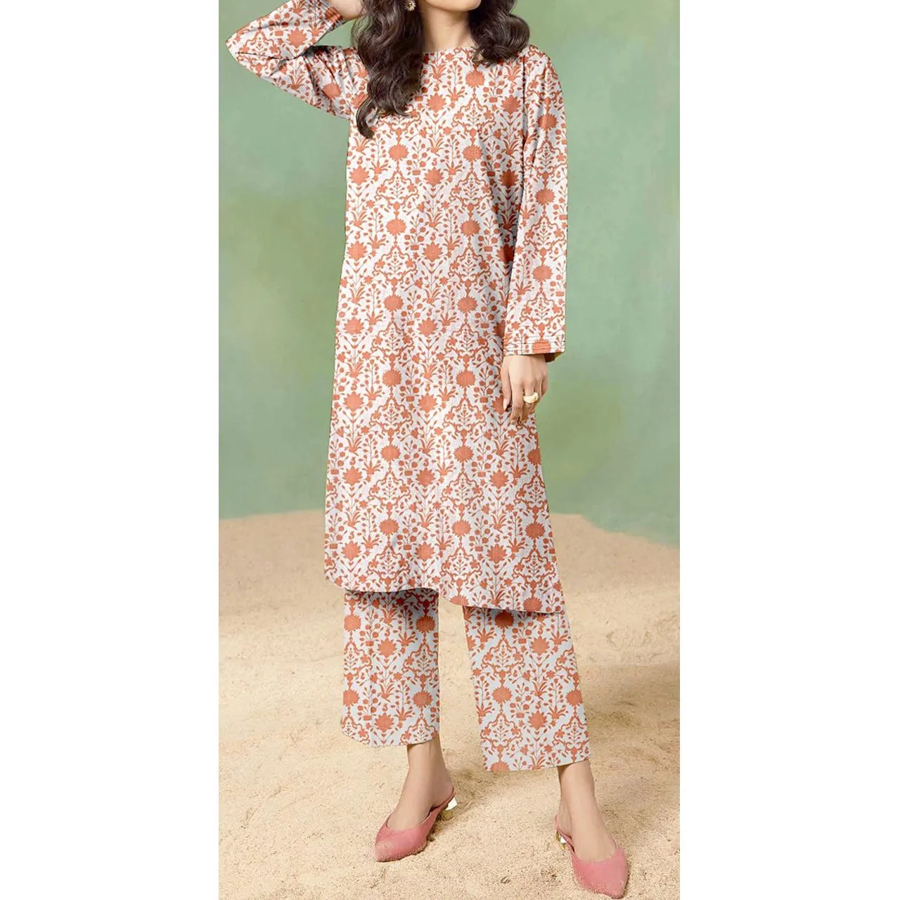 2PC- Unstitched Digital Printed Cambric Suit PS9470