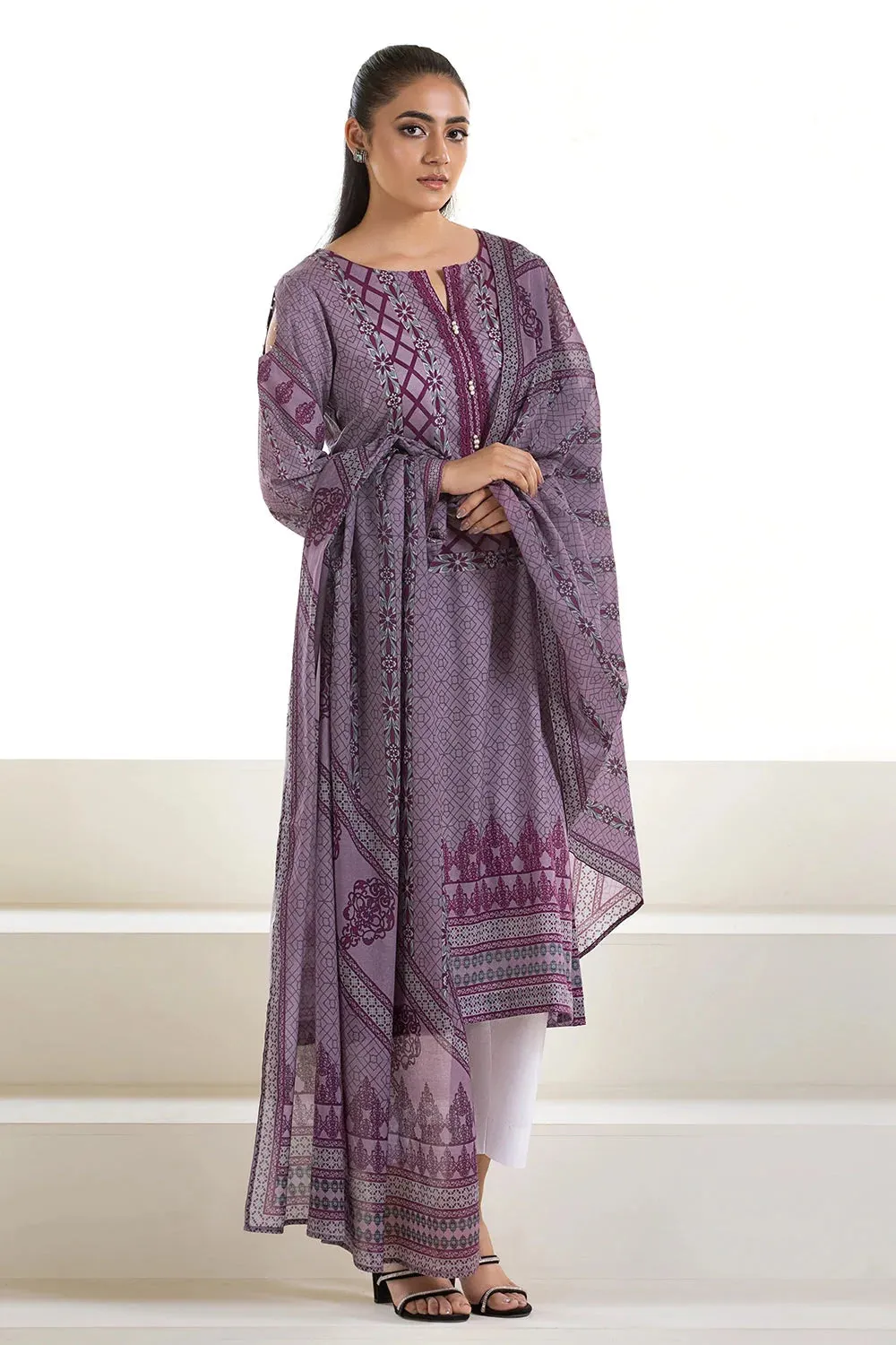 2PC Unstitched Printed Lawn Shirt and Dupatta KSD-2740