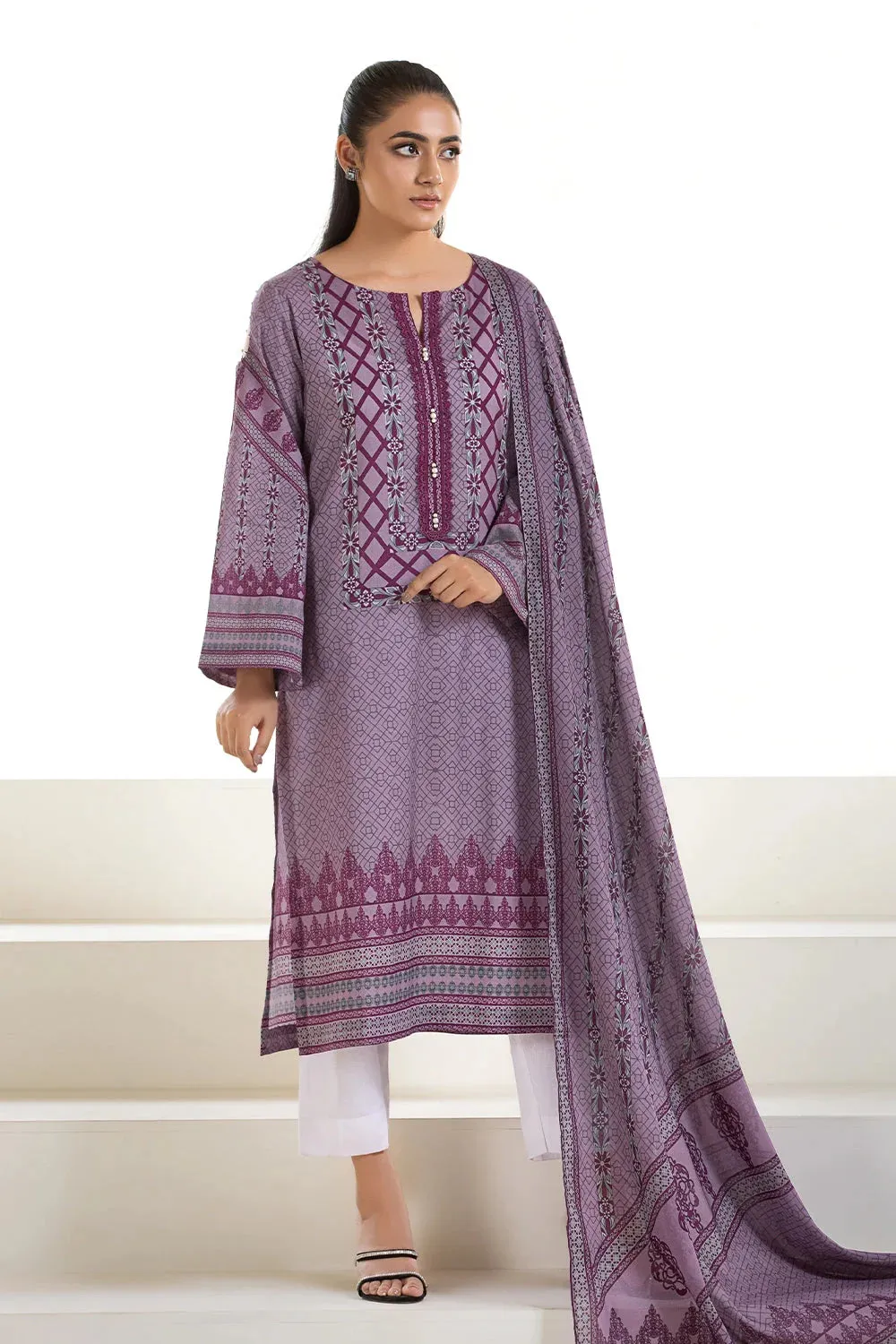 2PC Unstitched Printed Lawn Shirt and Dupatta KSD-2740