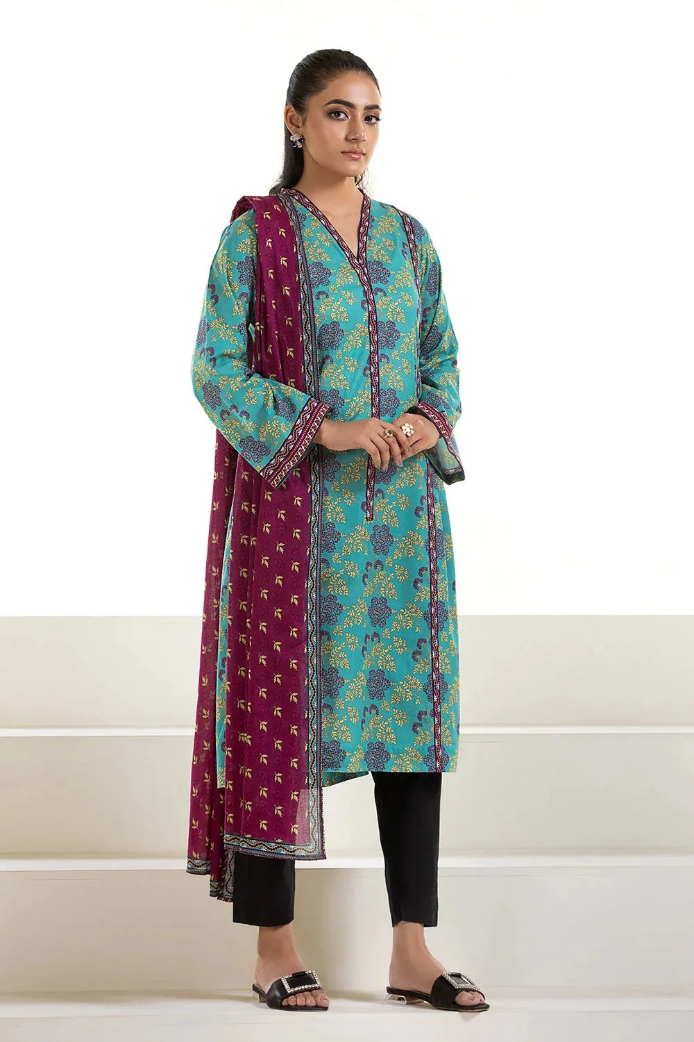 2PC Unstitched Printed Lawn Shirt and Dupatta KSD-2742