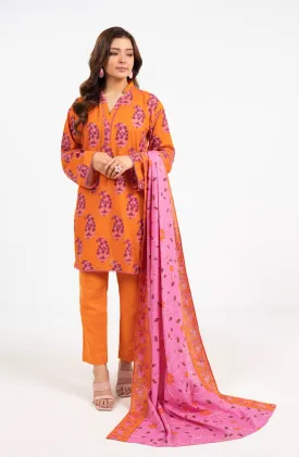 3 Piece Printed Khaddar Suit With Light Khaddar Dupatta