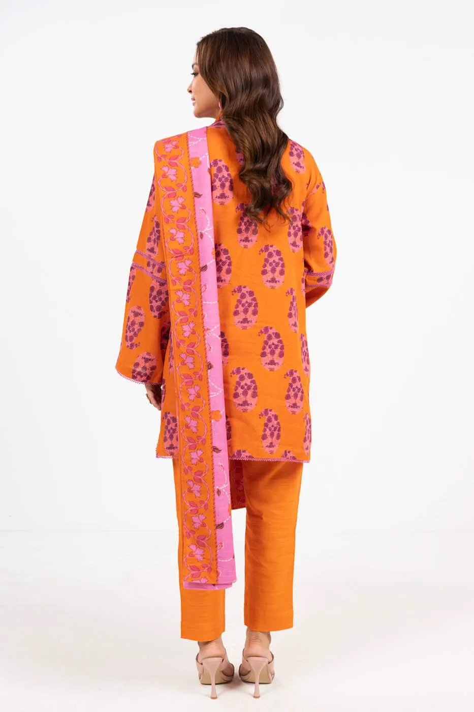 3 Piece Printed Khaddar Suit With Light Khaddar Dupatta