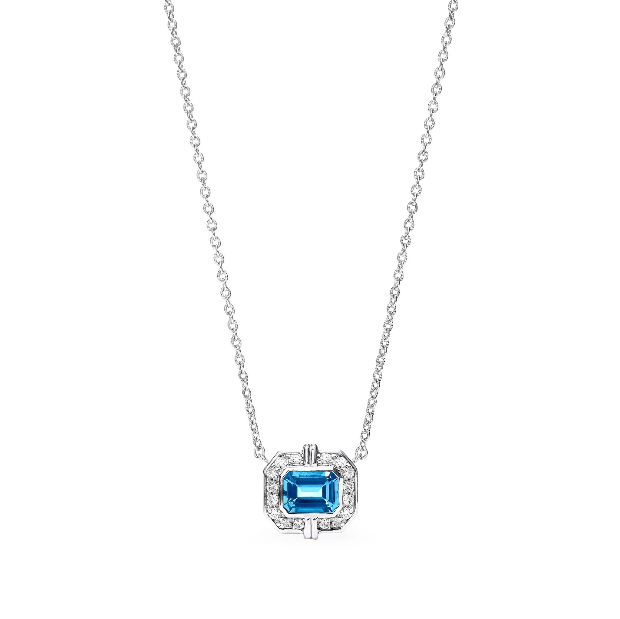 Adrienne Necklace with Swiss Blue Topaz and Diamonds