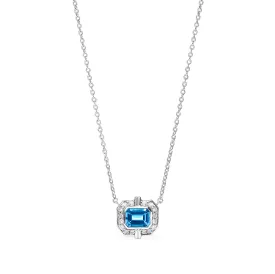 Adrienne Necklace with Swiss Blue Topaz and Diamonds