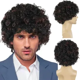 Afro Wigs for Men Synthetic Hair Curly Wig Big Curls Halloween Costume Wigs Cosplay Ros S The Bob Wig Bombshell Hairstyles Short