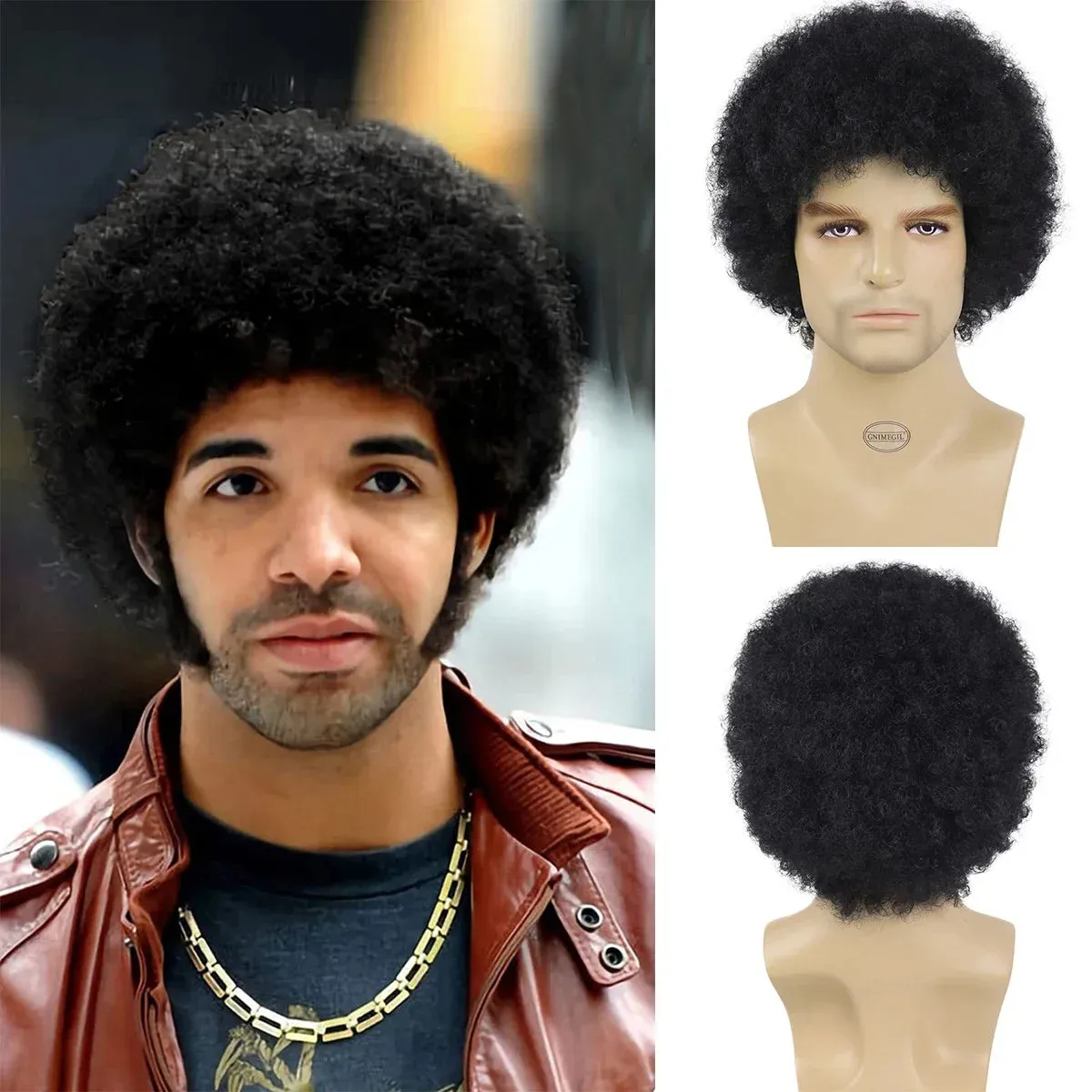 Afro Wigs for Men Synthetic Hair Curly Wig Big Curls Halloween Costume Wigs Cosplay Ros S The Bob Wig Bombshell Hairstyles Short