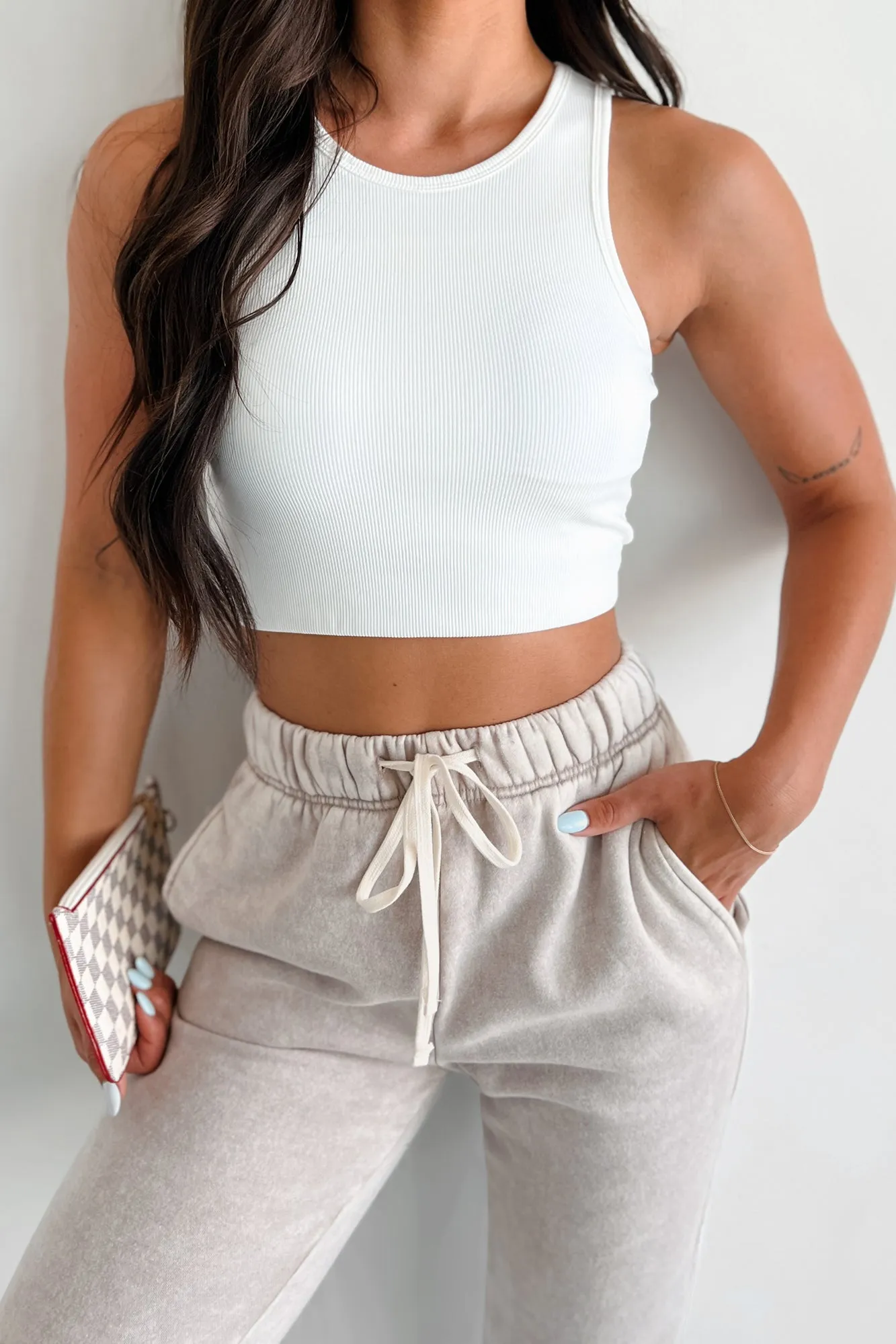 Aftershock Ribbed Brami Crop Top (White)