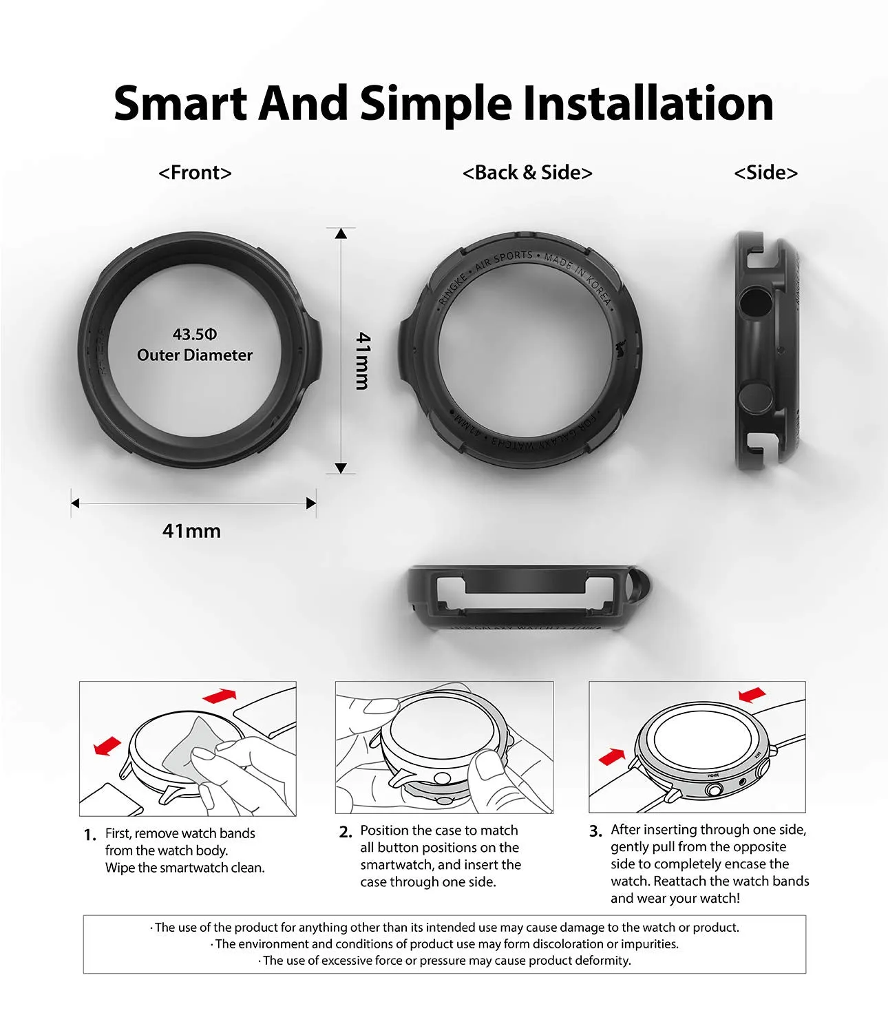 Air Sports Case Designed for Galaxy Watch 3 41mm - Black