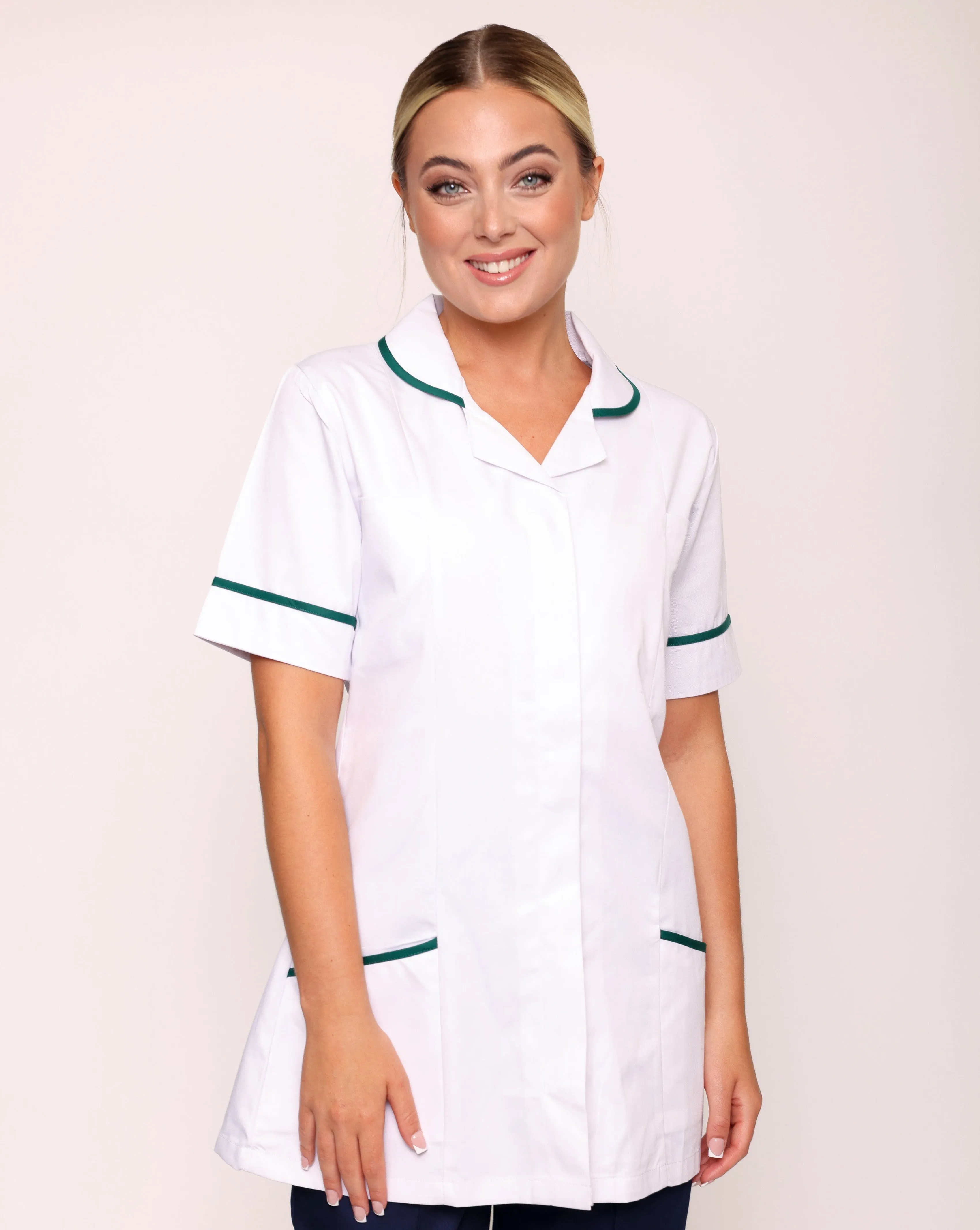 Alcott Ladies Healthcare Tunic - White / Bottle Green