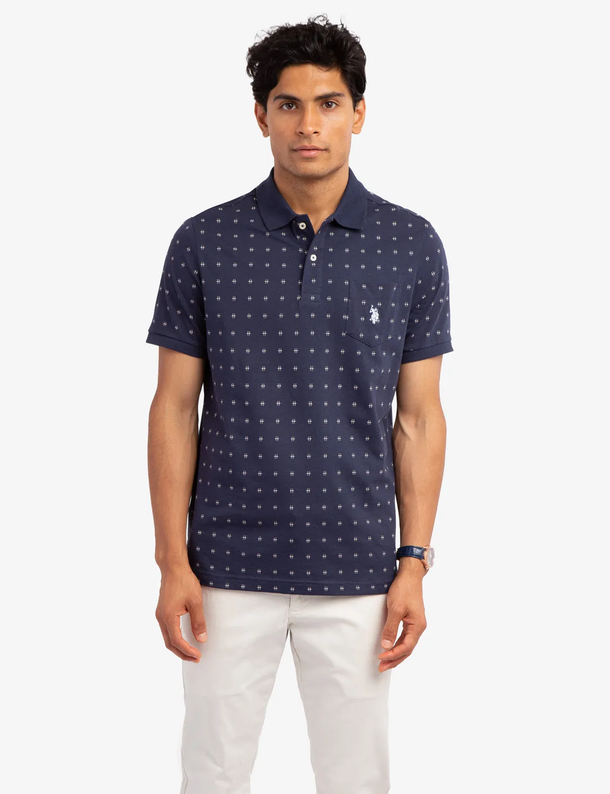 ALL OVER PRINTED PIQUE POLO SHIRT