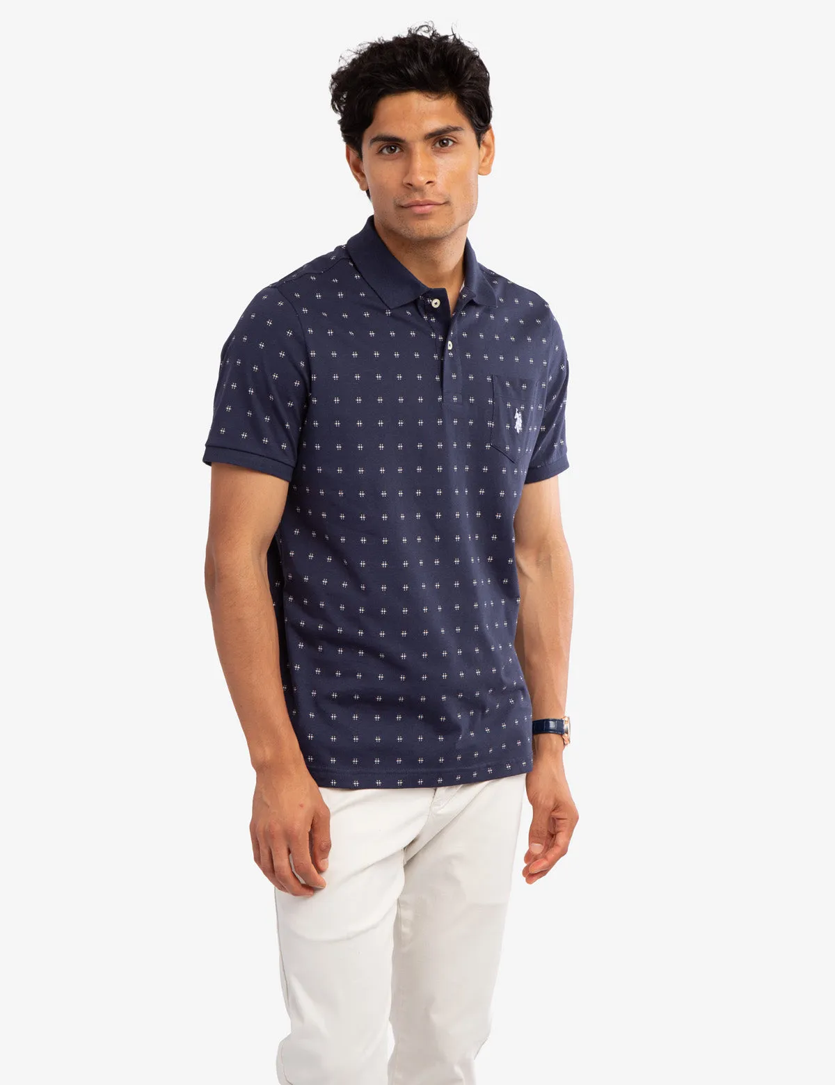 ALL OVER PRINTED PIQUE POLO SHIRT