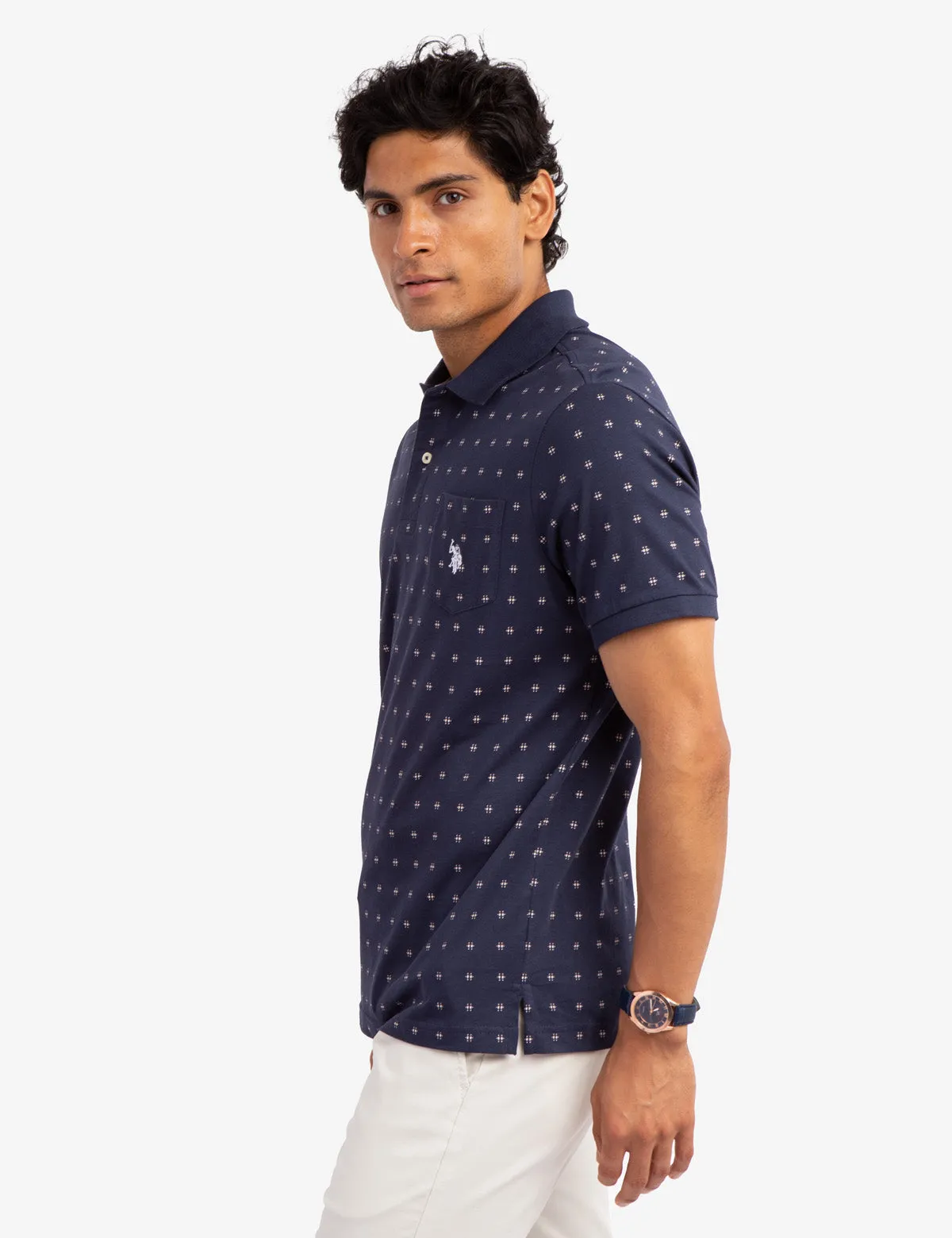 ALL OVER PRINTED PIQUE POLO SHIRT