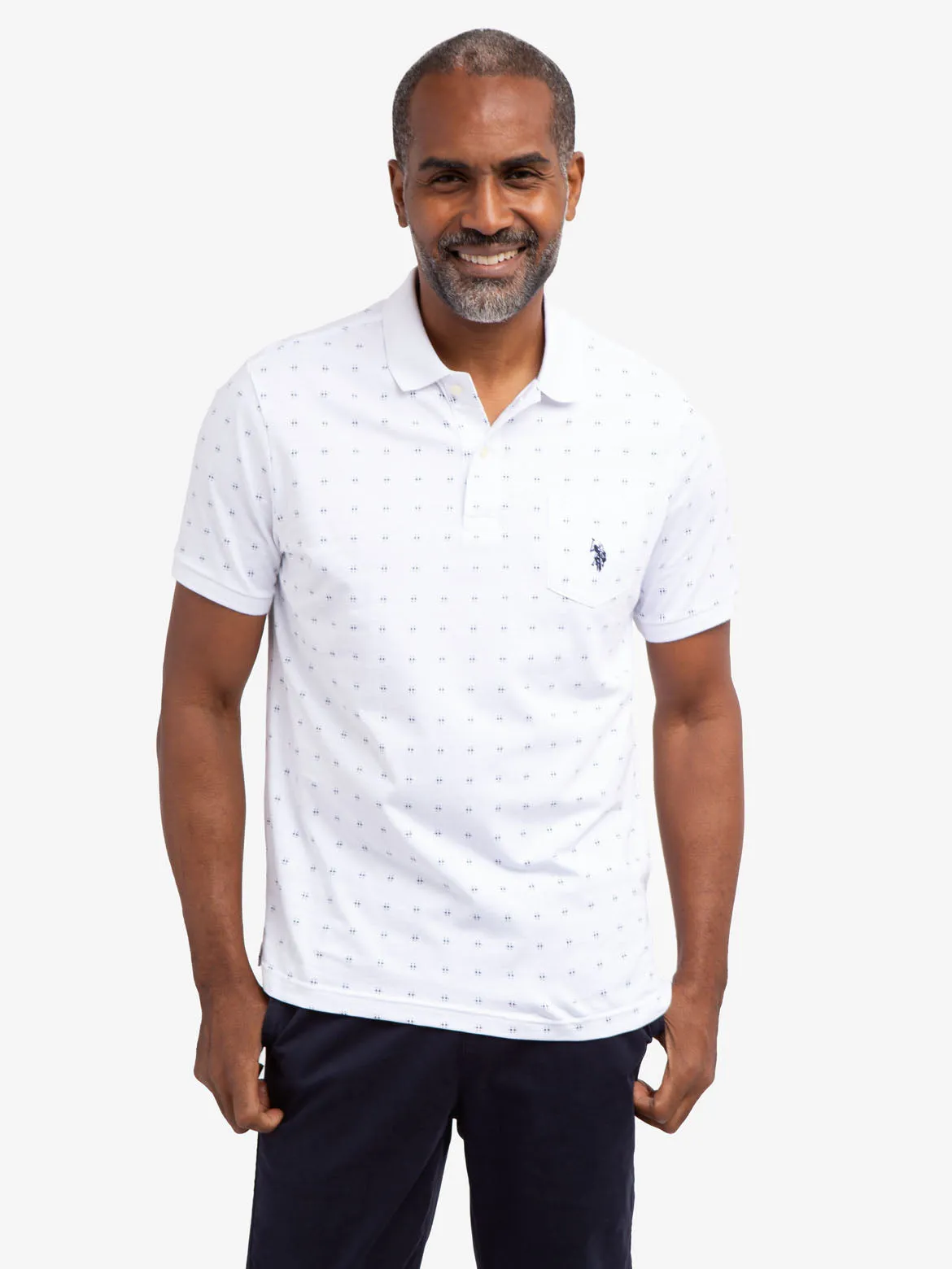 ALL OVER PRINTED PIQUE POLO SHIRT