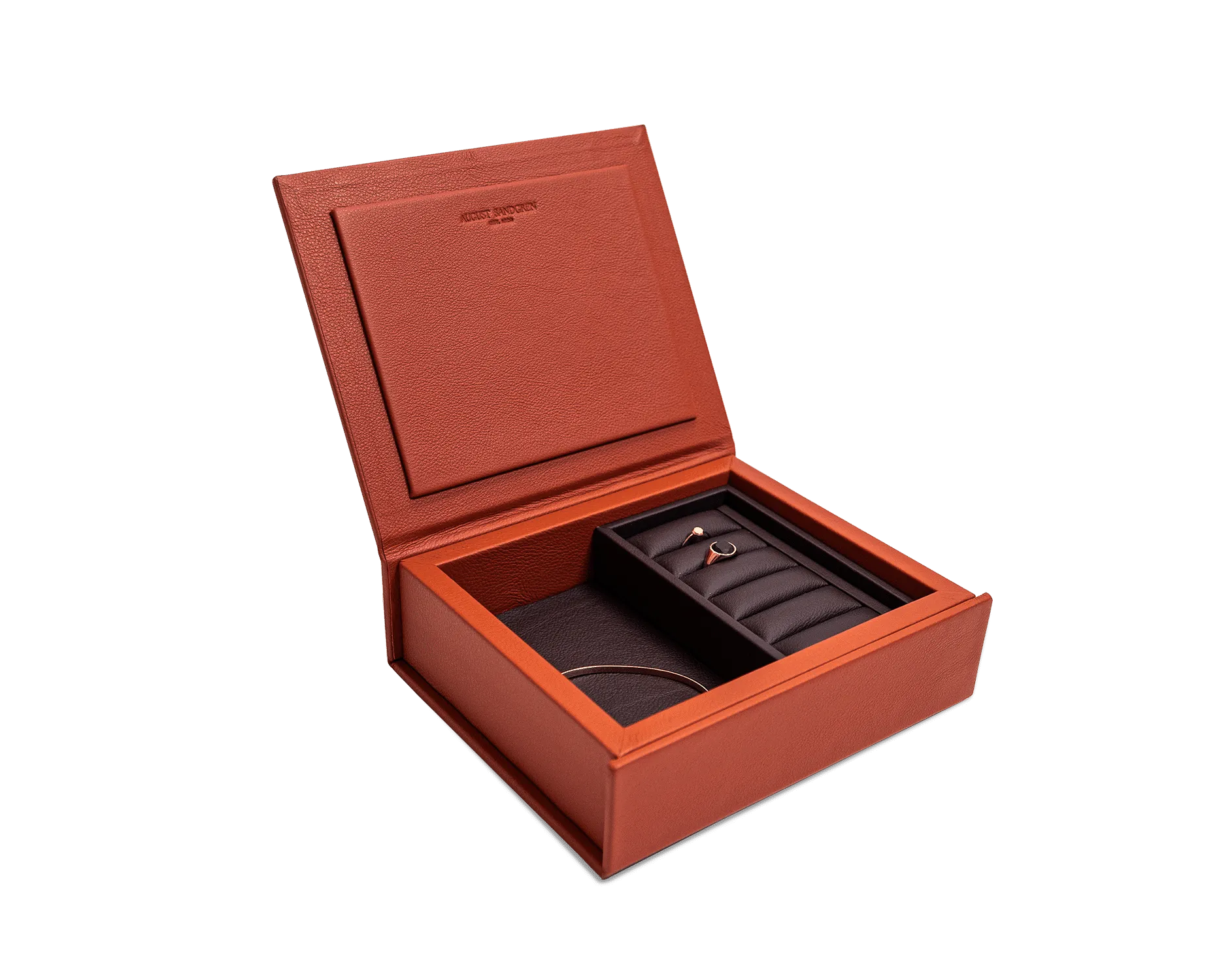 Apricot Leather Jewellery Box, Small