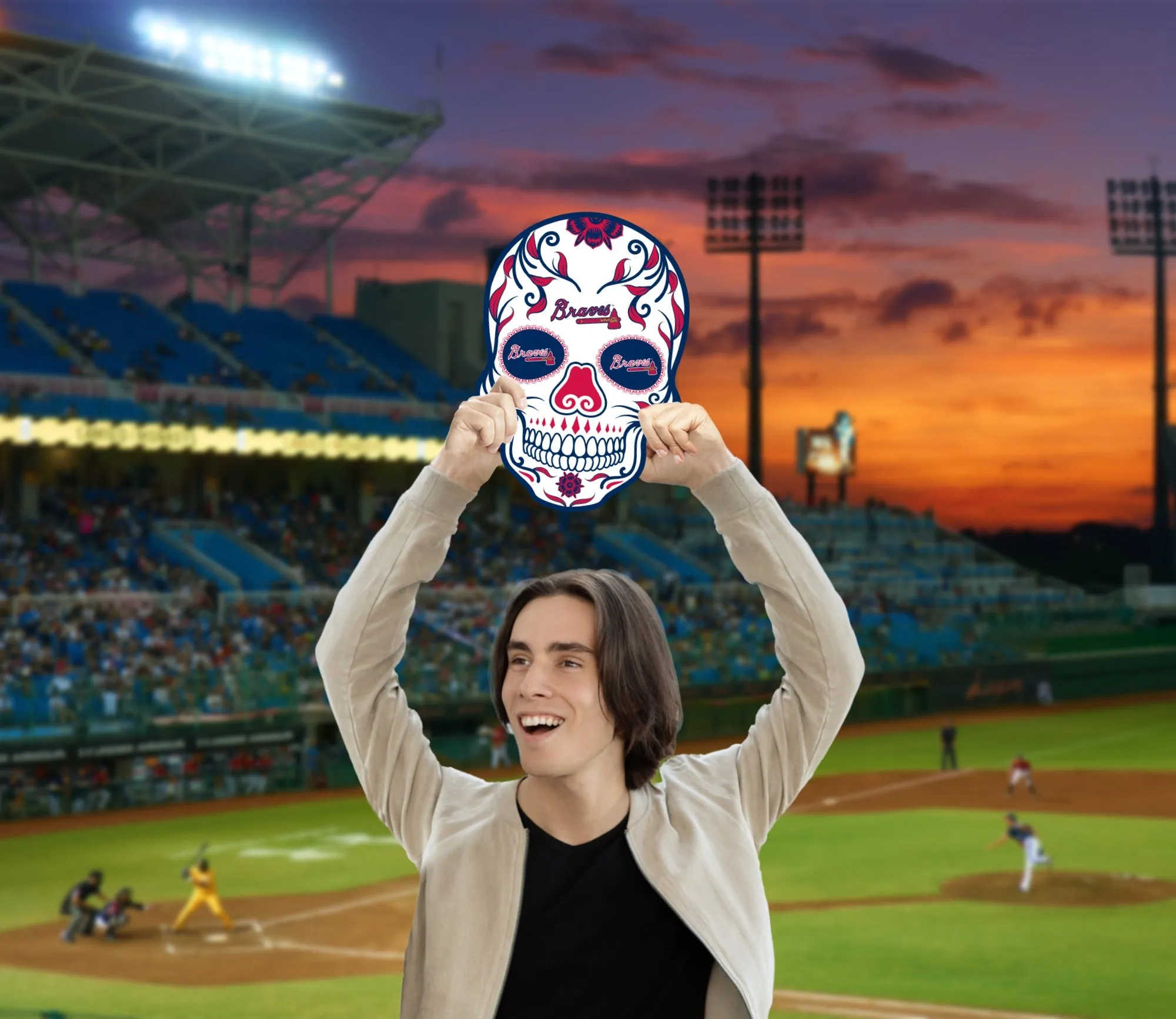 Atlanta Braves: Skull Foam Core Cutout - Officially Licensed MLB Big Head