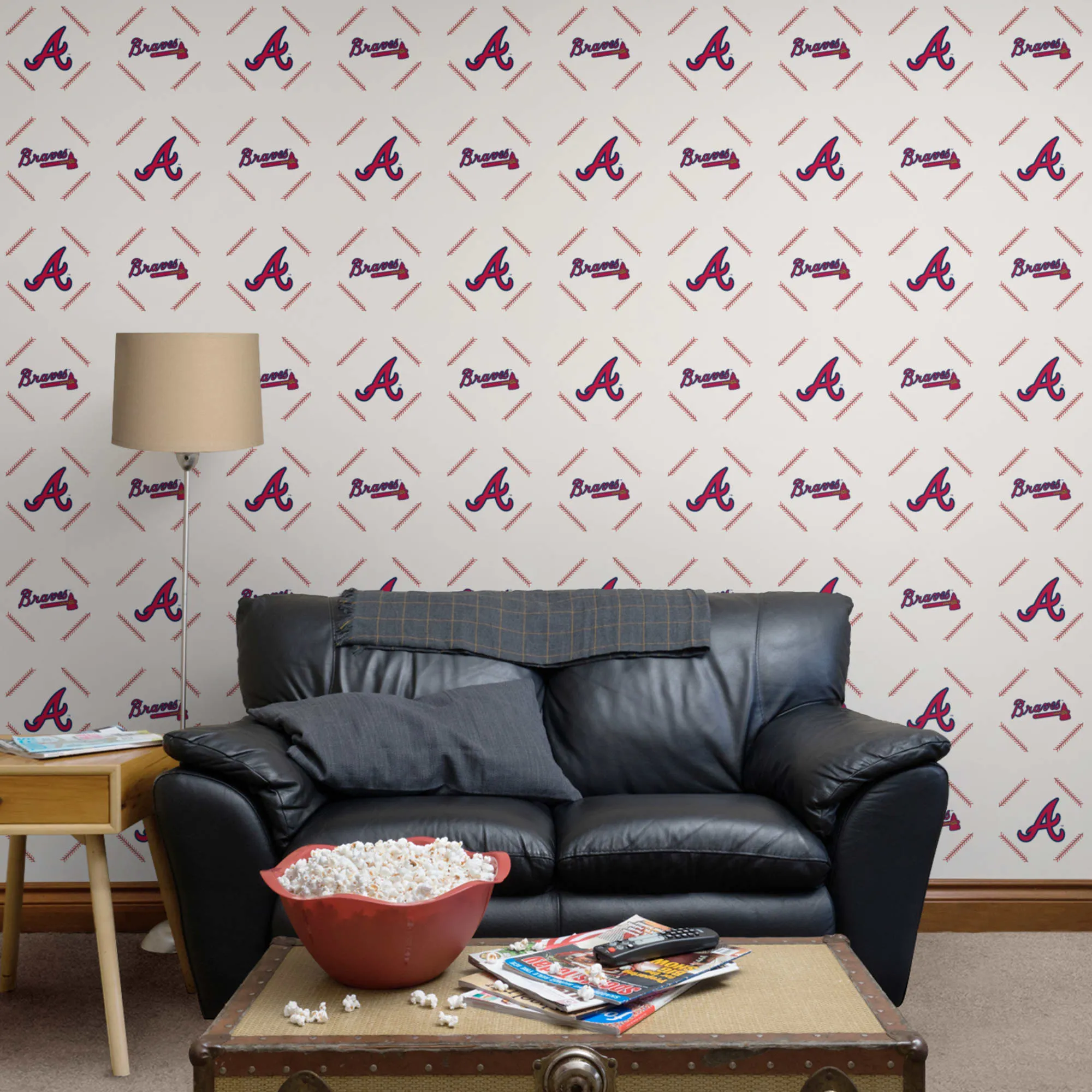 Atlanta Braves: Stitch Pattern - Officially Licensed MLB Peel & Stick Wallpaper