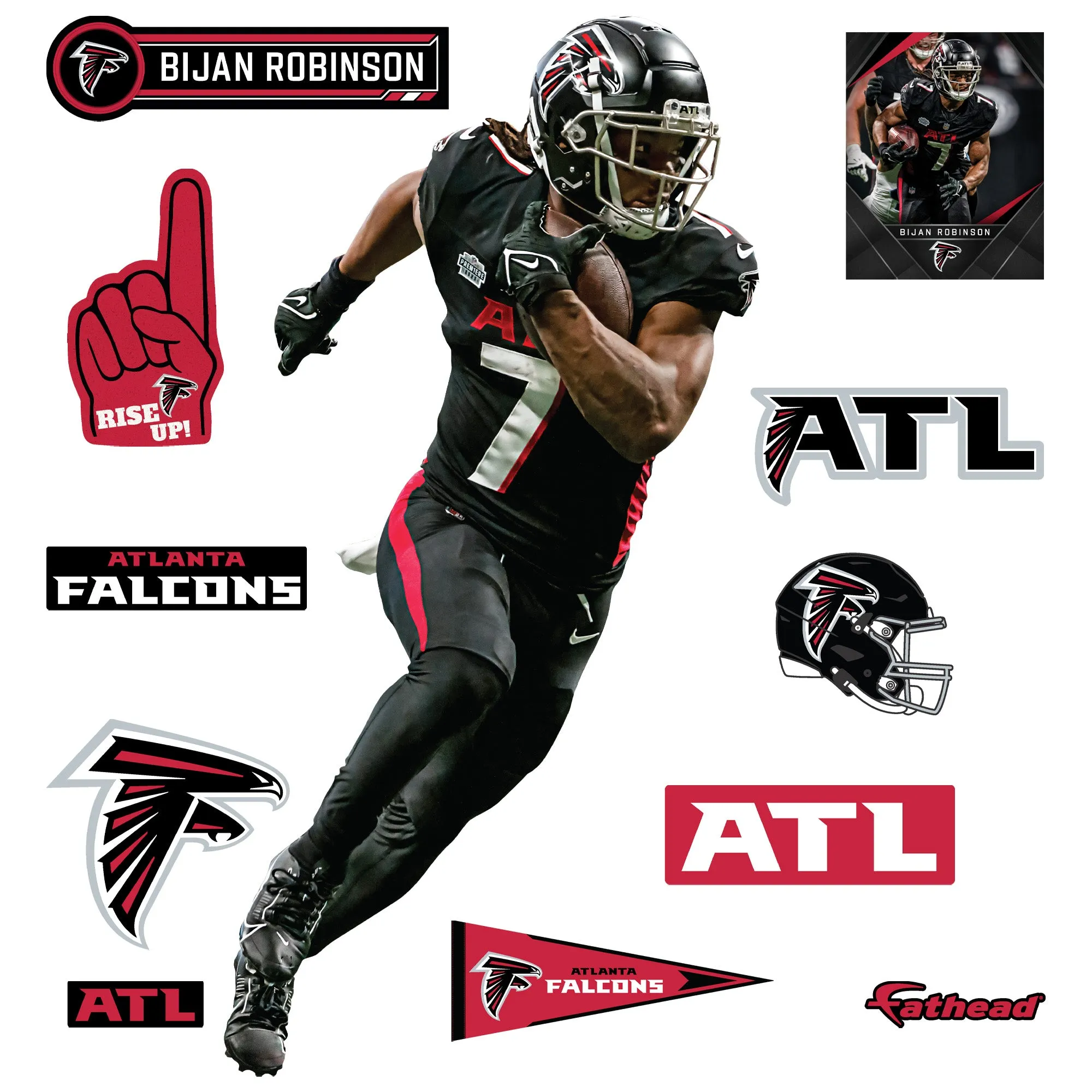 Atlanta Falcons: Bijan Robinson         - Officially Licensed NFL Removable     Adhesive Decal