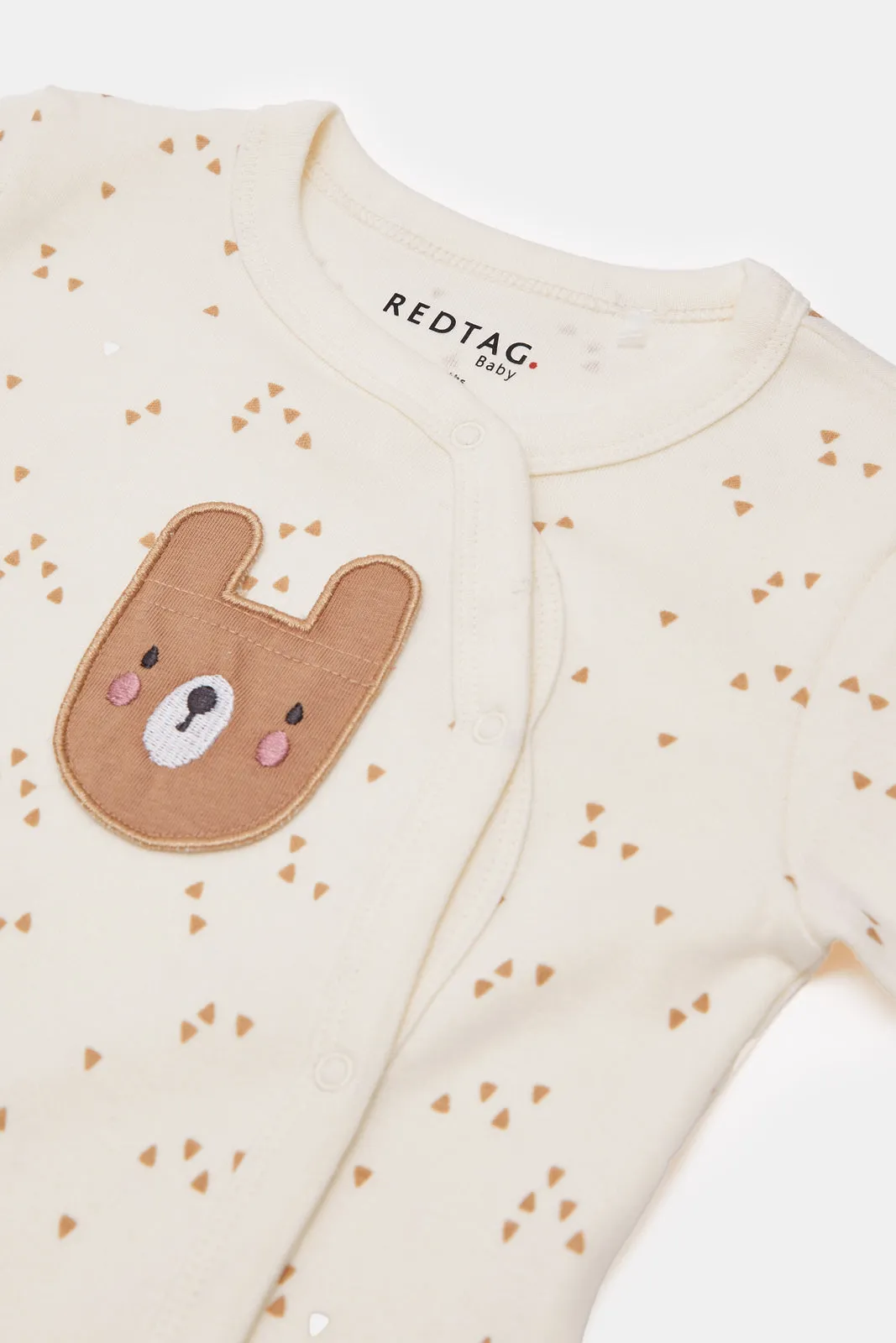 Baby Beige Koala Printed Sleepsuit