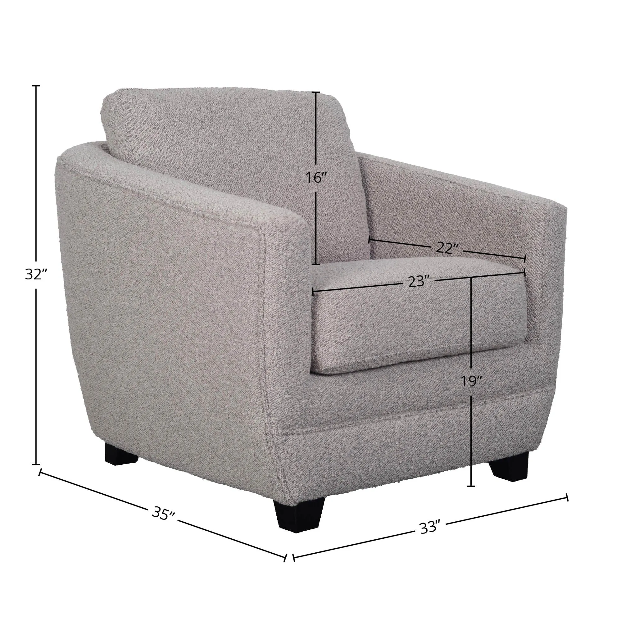 Baltimo Club Chair - Boucle Grey