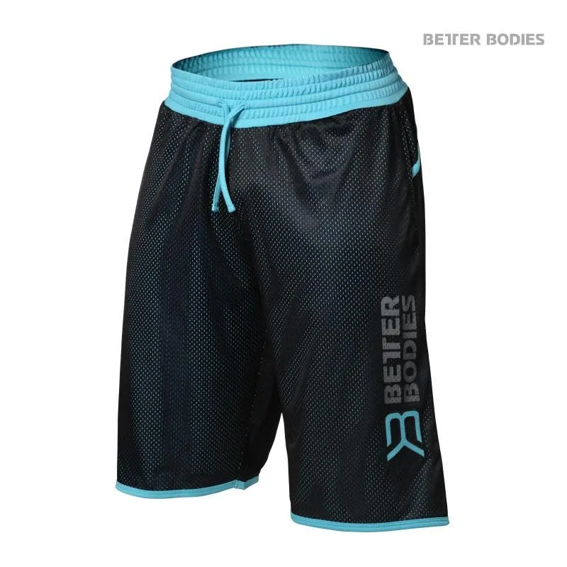 Better Bodies BB Print Mesh Shorts - Black-Aqua