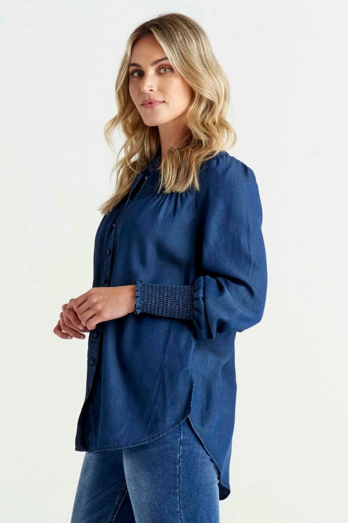 Betty Basics Alice Blouse in Blue Haze