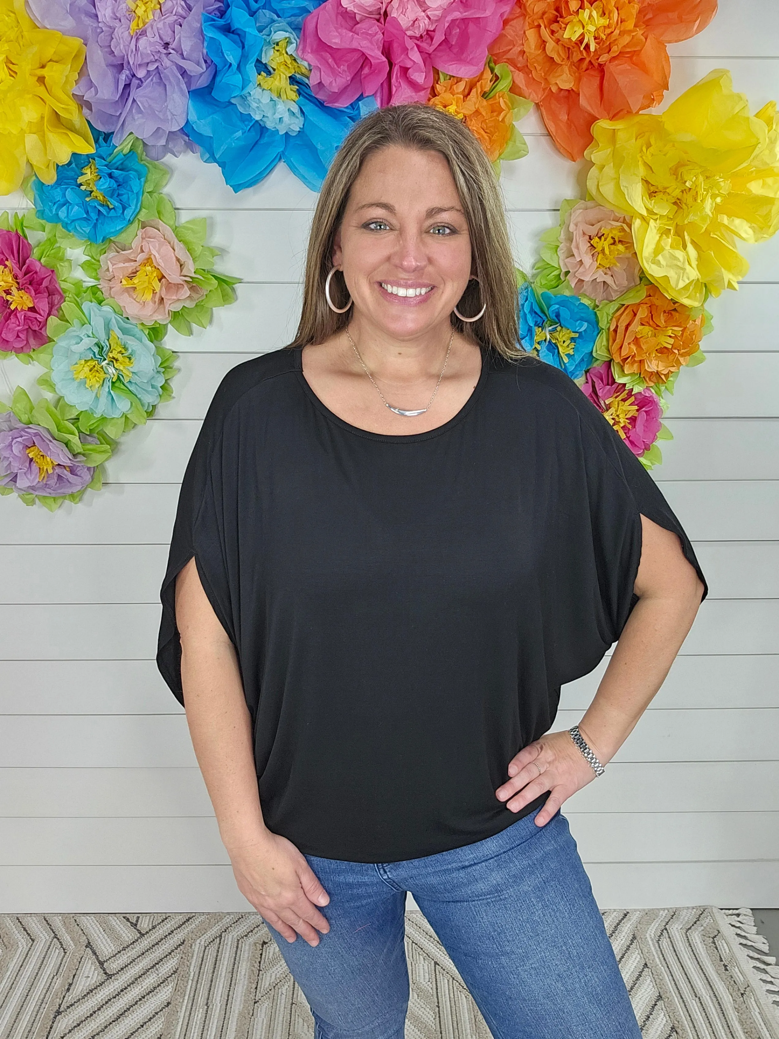 BLACK DARCY DOLMAN TOP