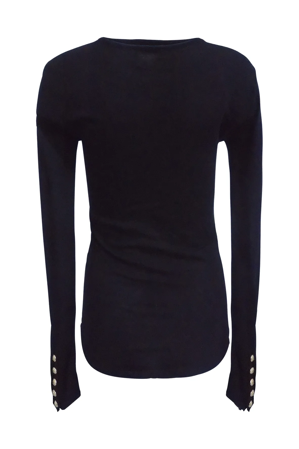 Black Long Sleeved Top with Gold Buttons