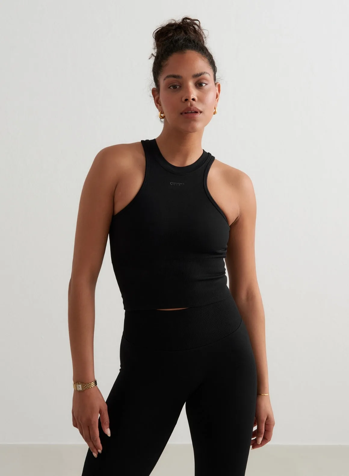 Black Shape Seamless Racerfront Top