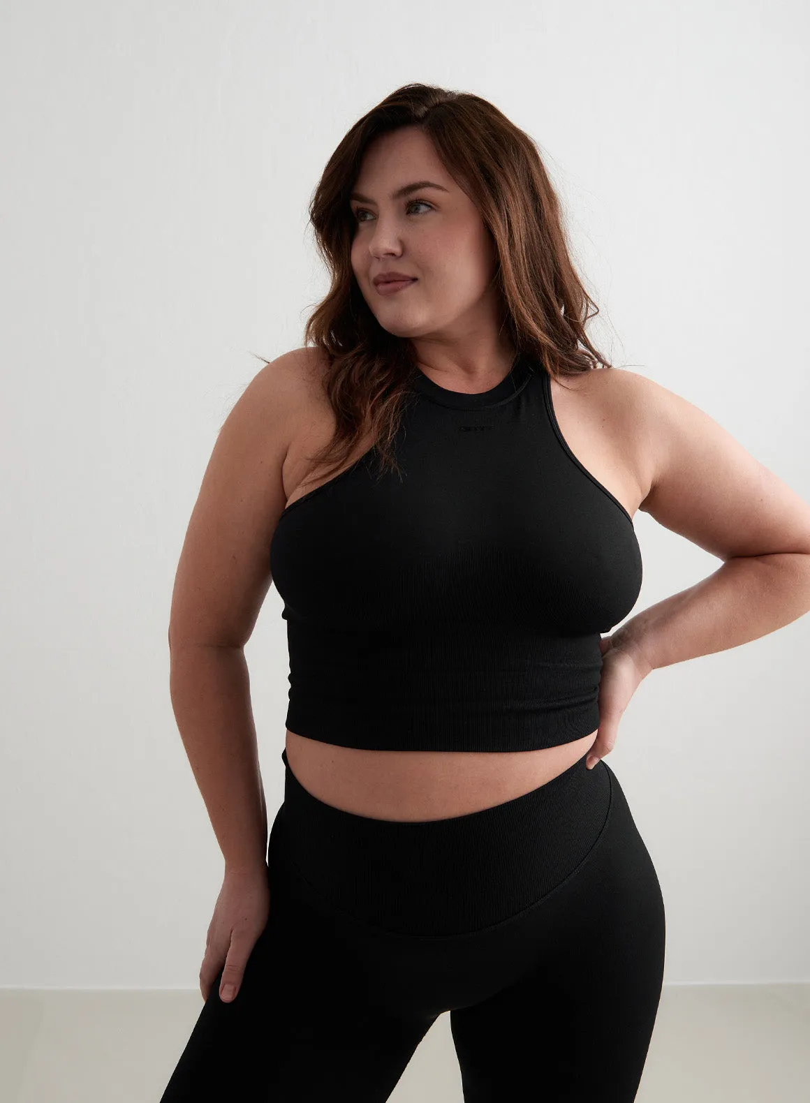 Black Shape Seamless Racerfront Top