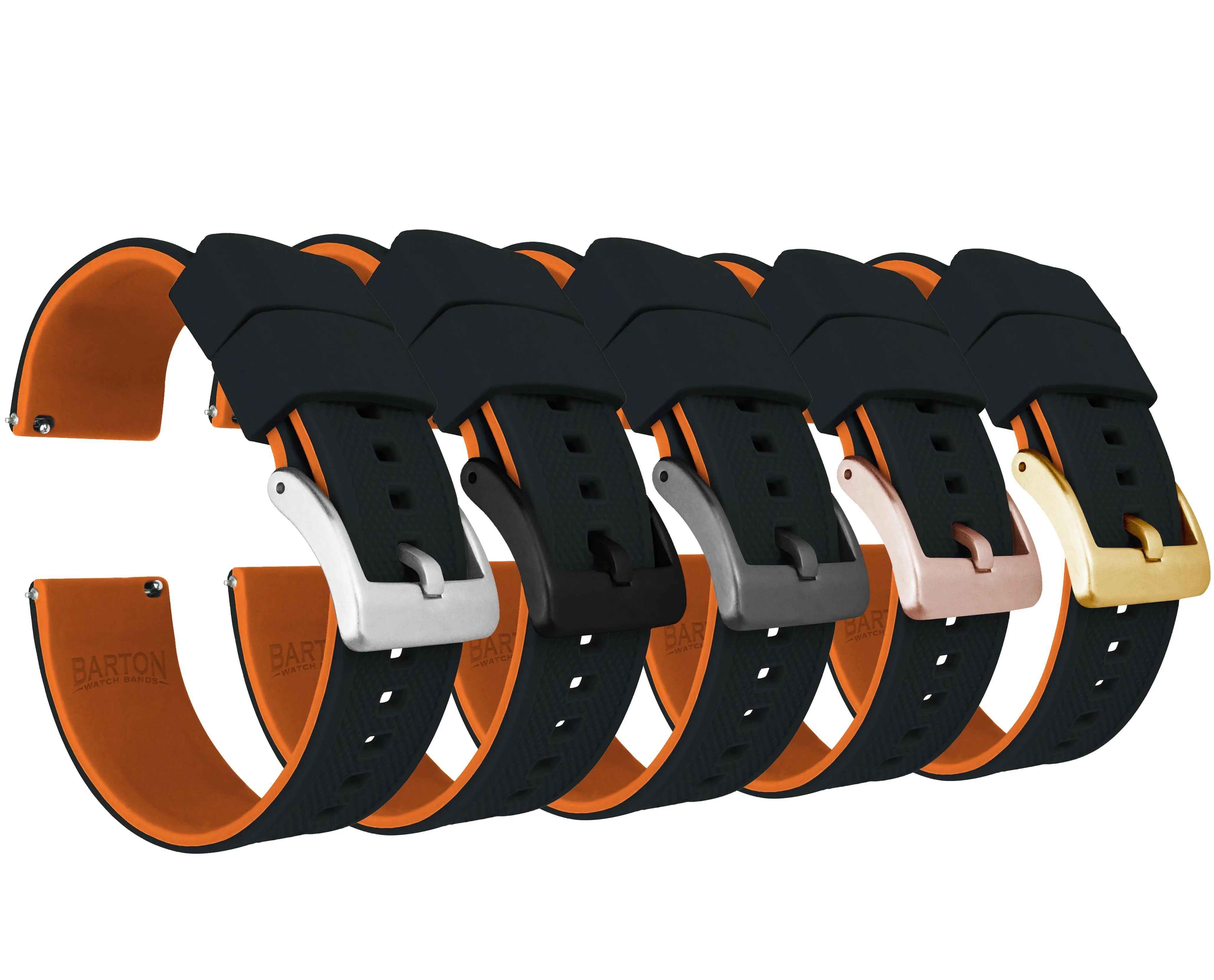 Black Top Pumpkin Orange Bottom Elite Silicone Watch Band (24mm SALE)