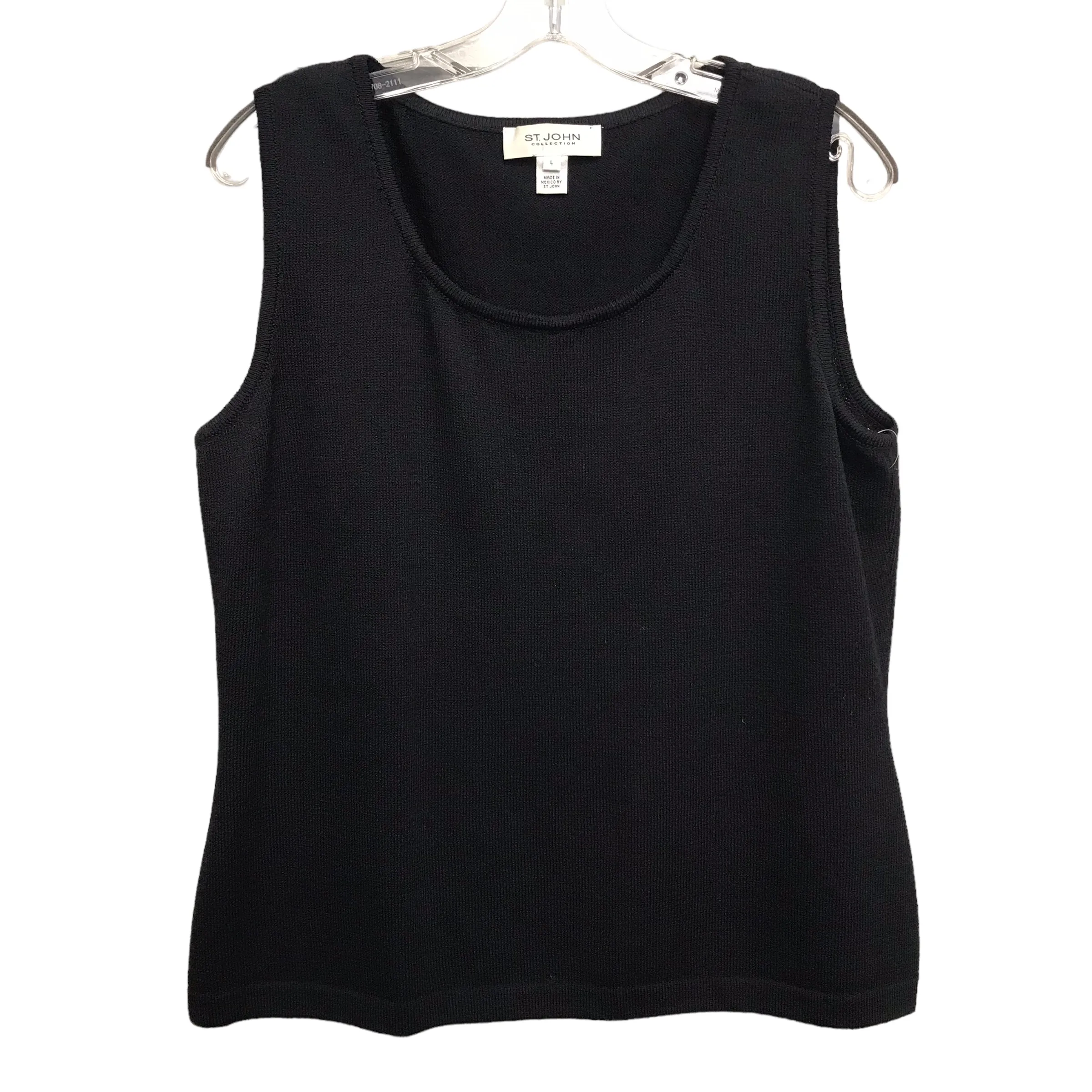 BLACK TOP SLEEVELESS LUXURY DESIGNER by ST JOHN COLLECTION Size:L