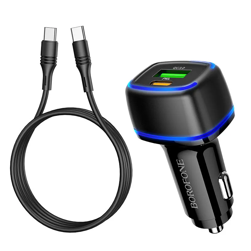 BOROFONE Car Fast Charger Set with Type C to Lightning Cable 1m 20W