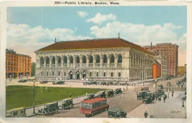 Boston Public Library with Vintage Bus