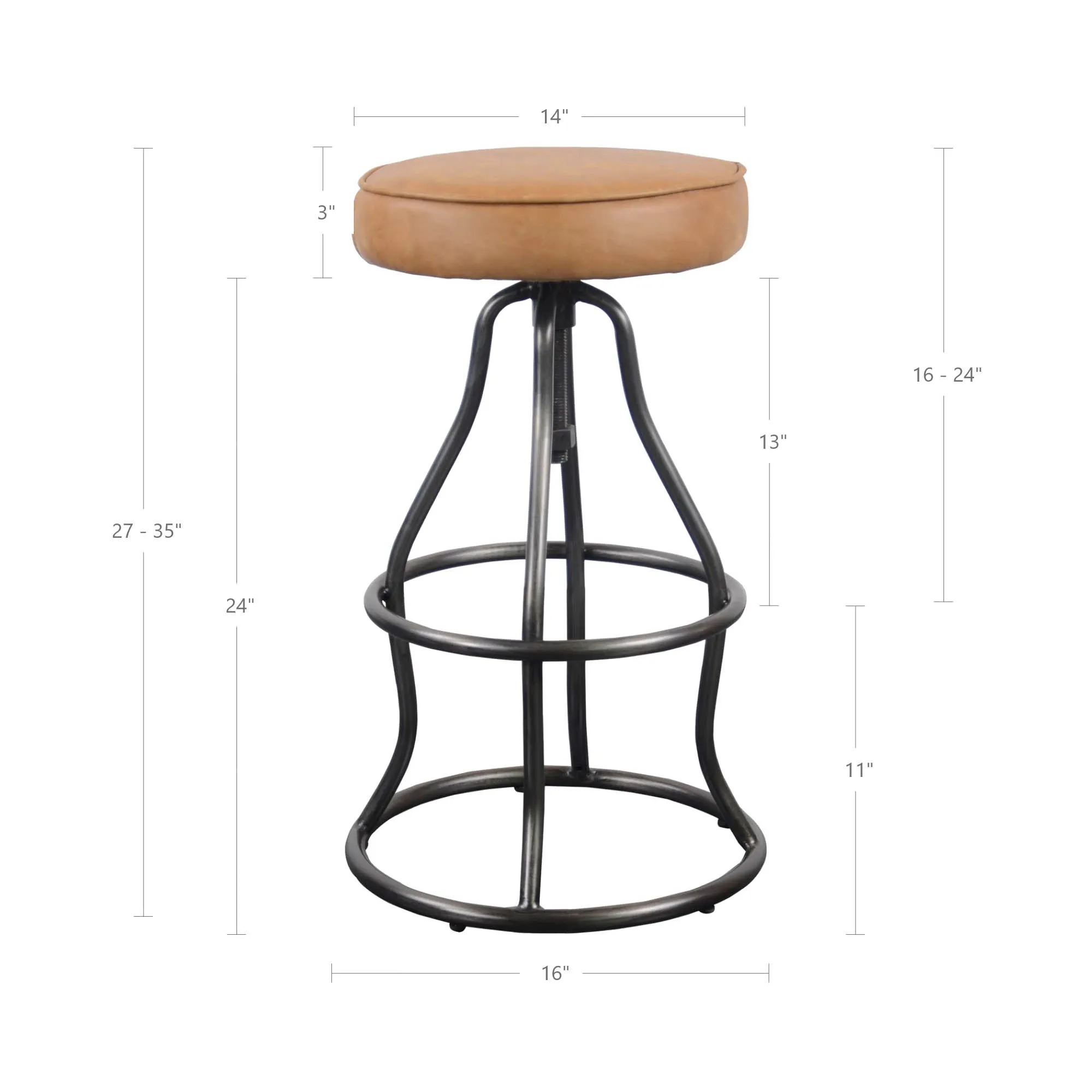 Bowie Bar Stool - Cognac Leather