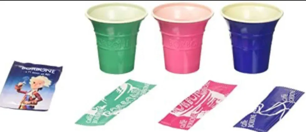 Caffè Borbone / Kit 150 pieces cups, stirrers and sugar bags “ Colors Vary Not Optional”