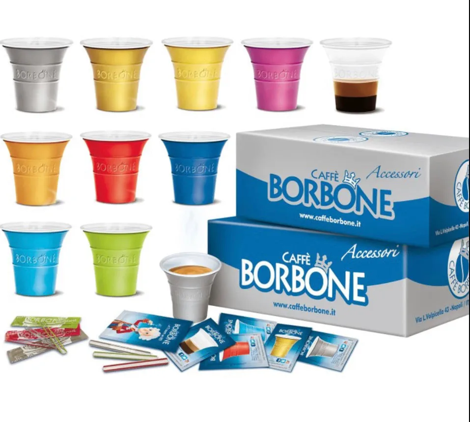 Caffè Borbone / Kit 150 pieces cups, stirrers and sugar bags “ Colors Vary Not Optional”