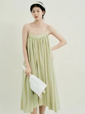 Chowxiaodou Adjustable Style Flared Hem Tencel Camisole Dress