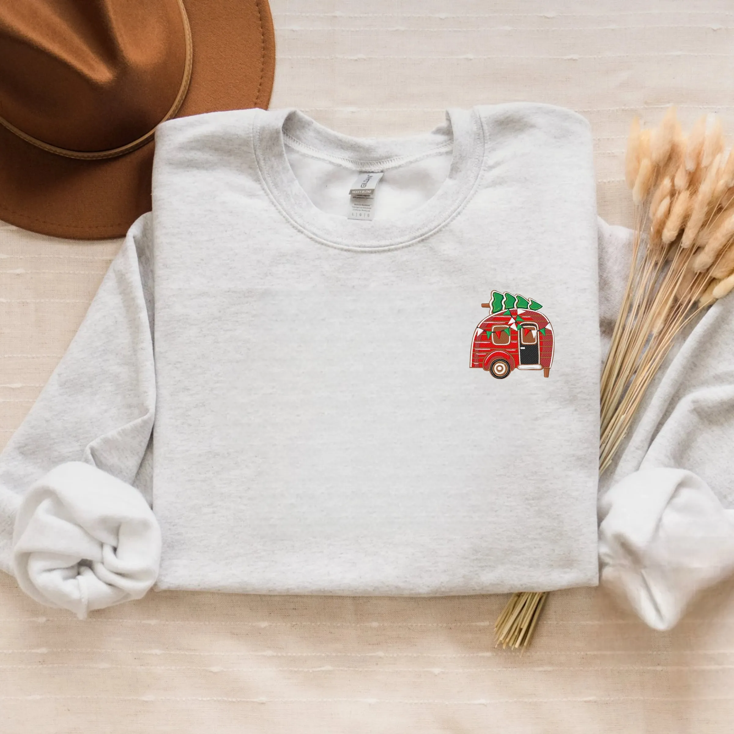 Christmas Camping Sweatshirt Embroidered, Merry Camping Christmas RV Crewneck or Hoodie