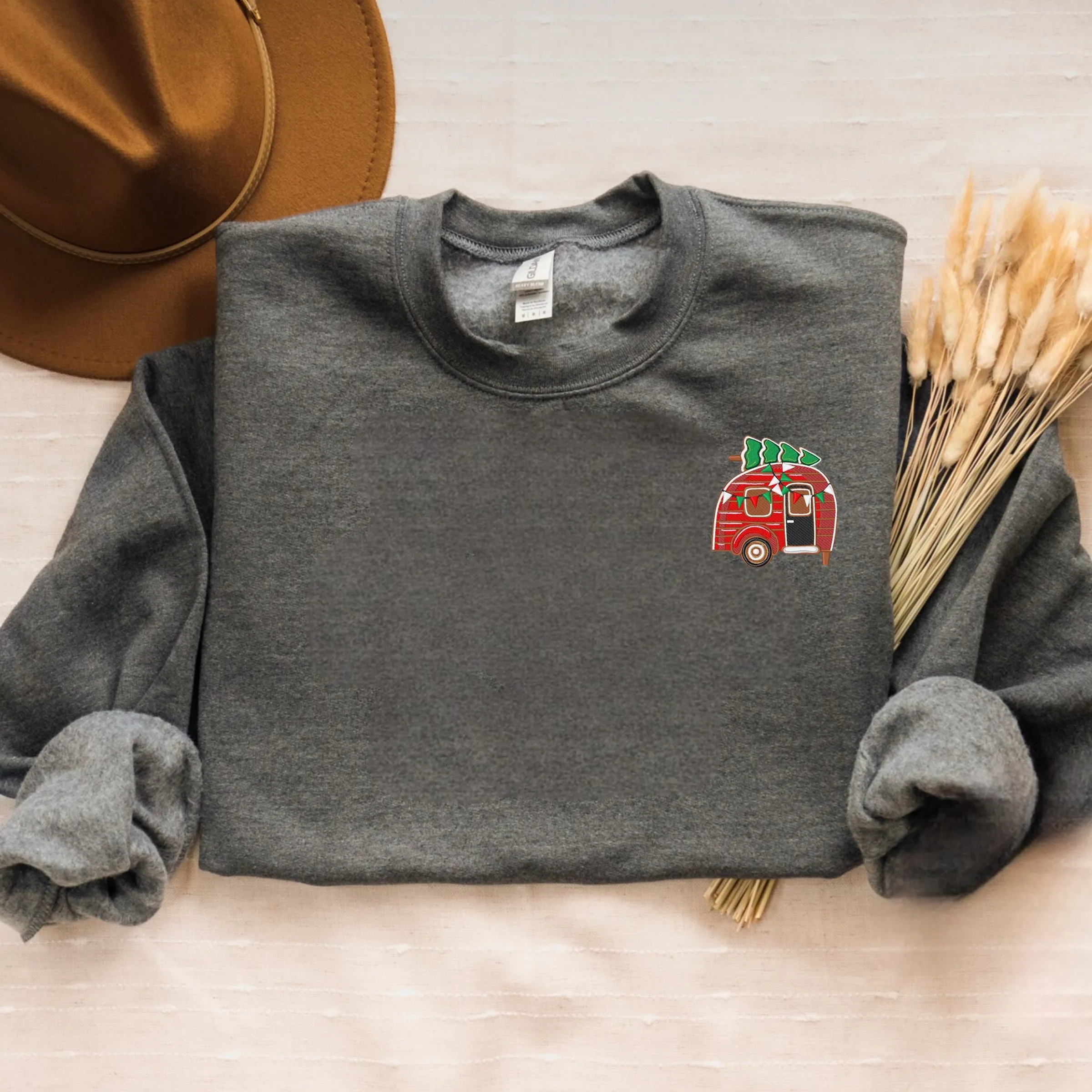 Christmas Camping Sweatshirt Embroidered, Merry Camping Christmas RV Crewneck or Hoodie