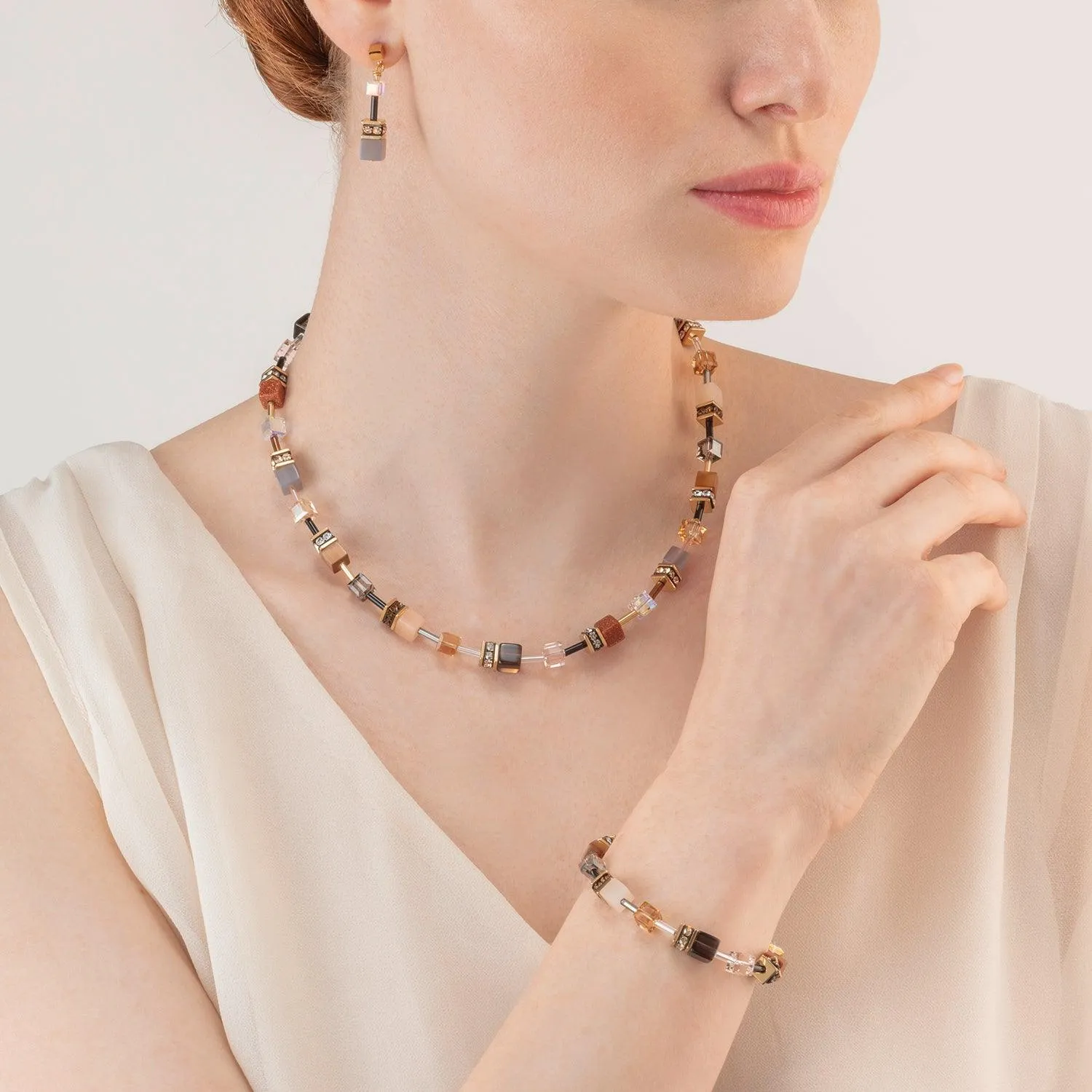 Coeur De Lion GeoCUBE® Iconic Precious Brown Necklace