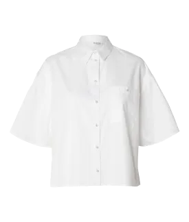 Cropped Short Sleeved Shirt - White