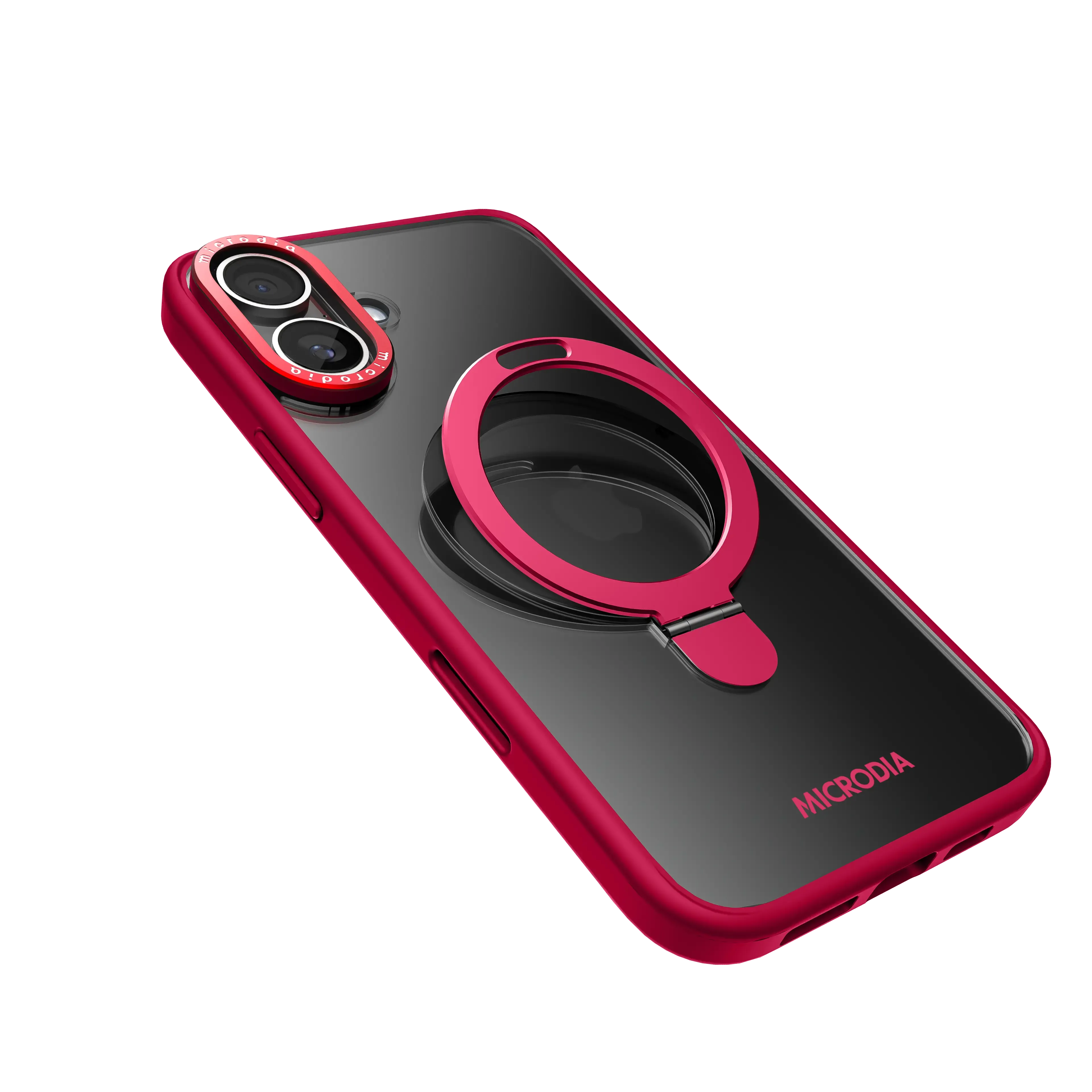 CRYSTAL RING Matte Protective iPhone 16 Pro & Max Case with Kickstand - Ruby Fusion